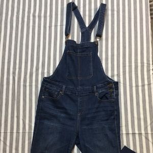 Stretch denim overalls with slim leg
